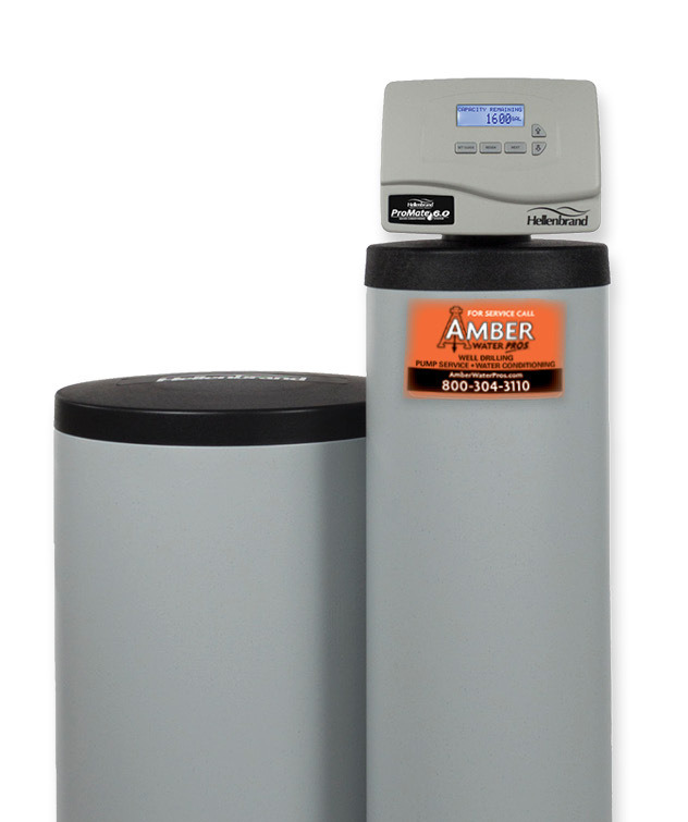 An Amber Water Pros machine used for water conditioning and water treatment systems in Upstate NY & NE PA.